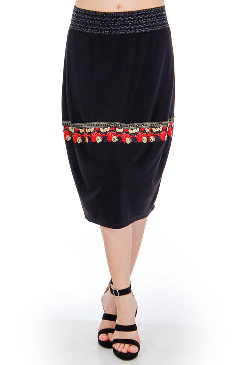 Fusta jerse cu dantela  Liza Panait Liza Panait Online Boutique